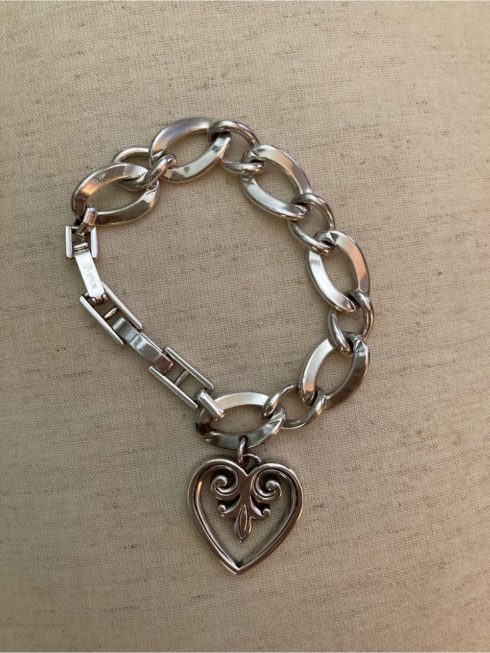 Brighton Silver Heart Charm Link Bracelet
